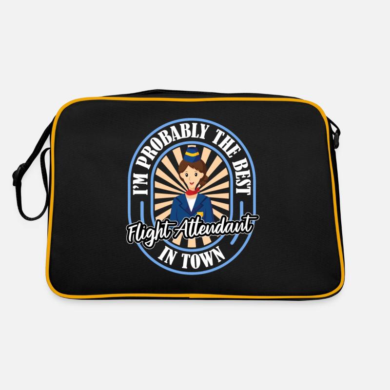 Flugbegleiter Stewardess Witzig - Retro Tasche - Schwarz/Gold