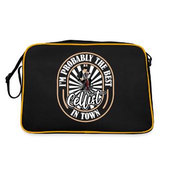 Cello Cellist Humor - Retro Tasche - Schwarz/Gold - Hinten