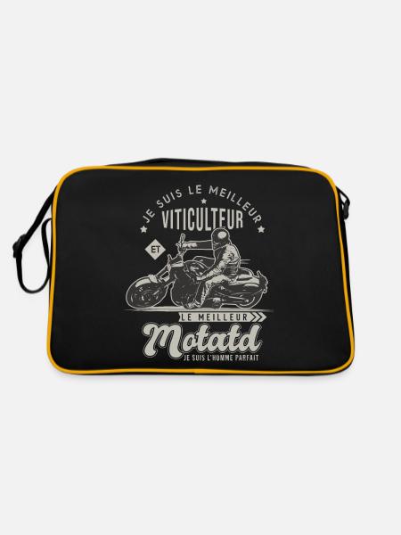 Motard le meilleur viticulteur cadeau vigneron - Sac Retro - noir/or - Dos