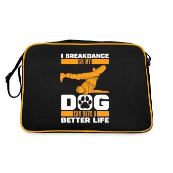 Breakdance Breakdancer Breakdancing Dog - Retro Bag - black/gold - Back
