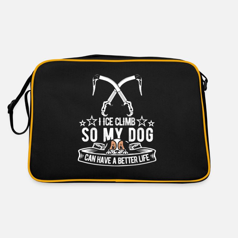 Eisklettern Hund Retro Tasche