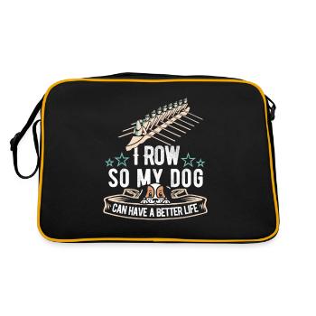 Rudern Ruderer Hund - Retro Tasche - Schwarz/Gold - Hinten