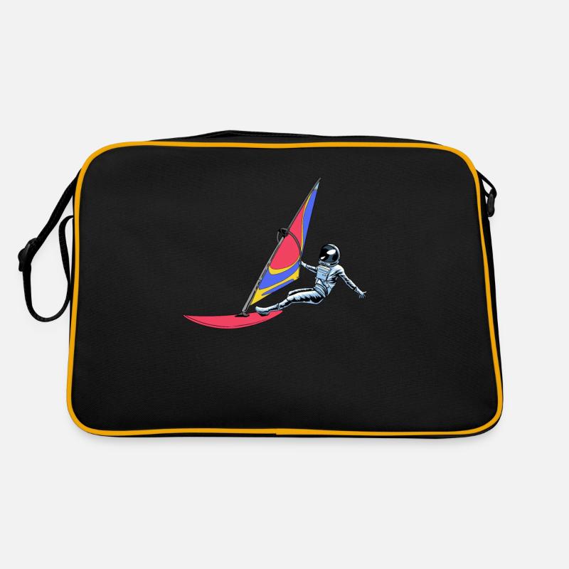 Windsurfen Windsurfer Astronaut - Retro Tasche - Schwarz/Gold