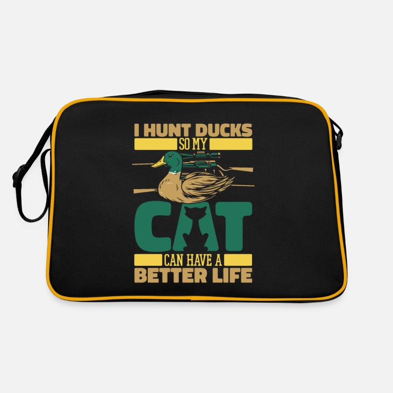 Ente Jagd Entenjagd Katze Retro Tasche