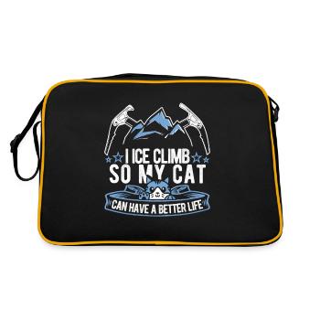 Eisklettern Katze - Retro Tasche - Schwarz/Gold - Hinten