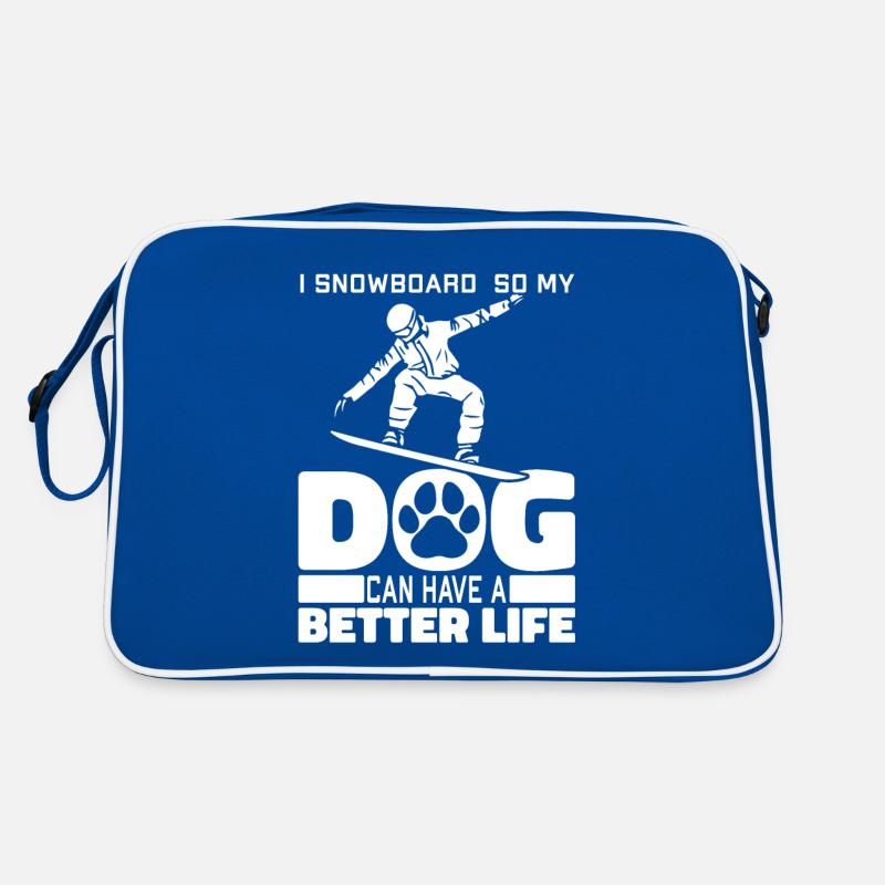 Snowboard Snowboarder Chien Sac Retro