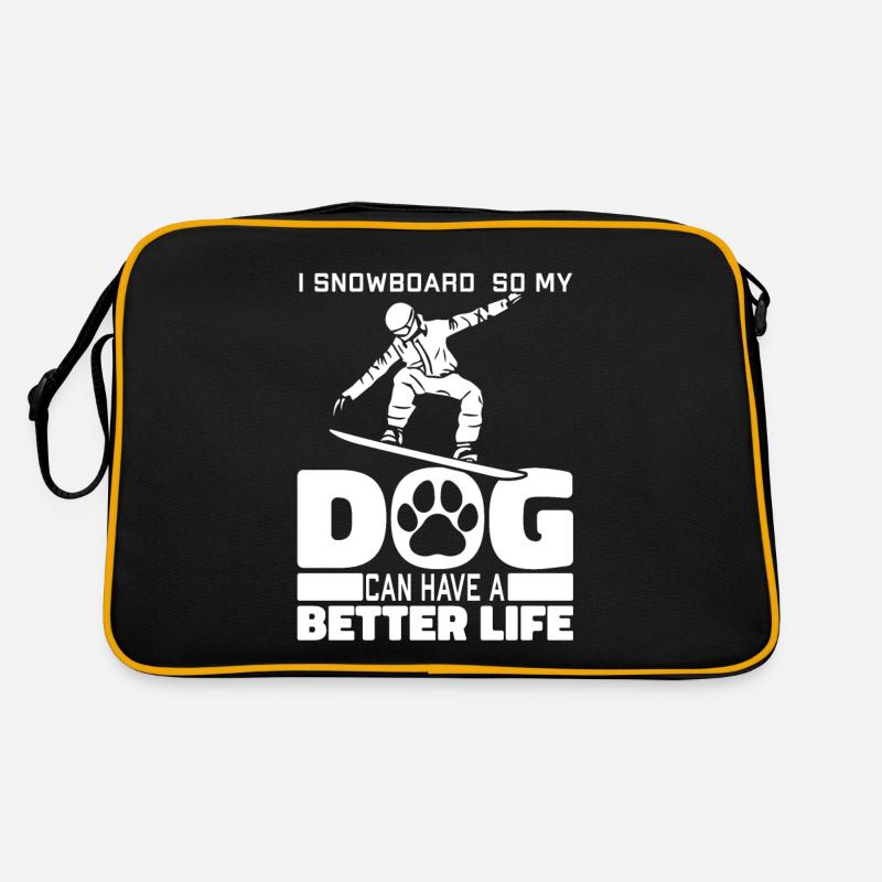 Snowboard Snowboarder Dog Retro Bag