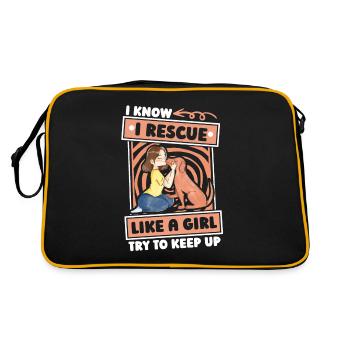 Hund Rettungshund Humor - Retro Tasche - Schwarz/Gold - Hinten