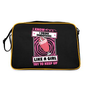 Smoothie Mädchen - Retro Tasche - Schwarz/Gold - Hinten