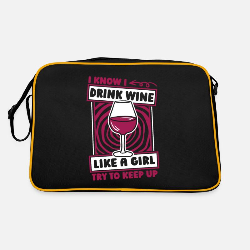 Wein Winzer Mädchen Retro Tasche