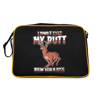Hirsch Witzig - Retro Tasche - Schwarz/Gold - Hinten