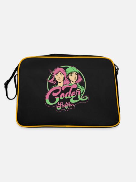 Entwickler Coder Programmierer Schwester - Retro Tasche - Schwarz/Gold - Hinten