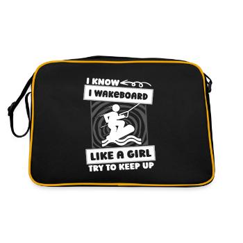 Wakeboard Wakeboarder Mädchen - Retro Tasche - Schwarz/Gold - Hinten