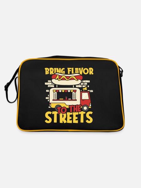 Straßenessen Hotdog - Retro Tasche - Schwarz/Gold - Hinten