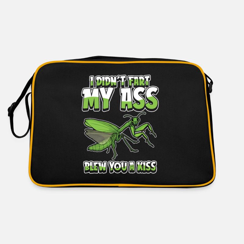 Mantis Gottesanbeterin Humor - Retro Tasche - Schwarz/Gold