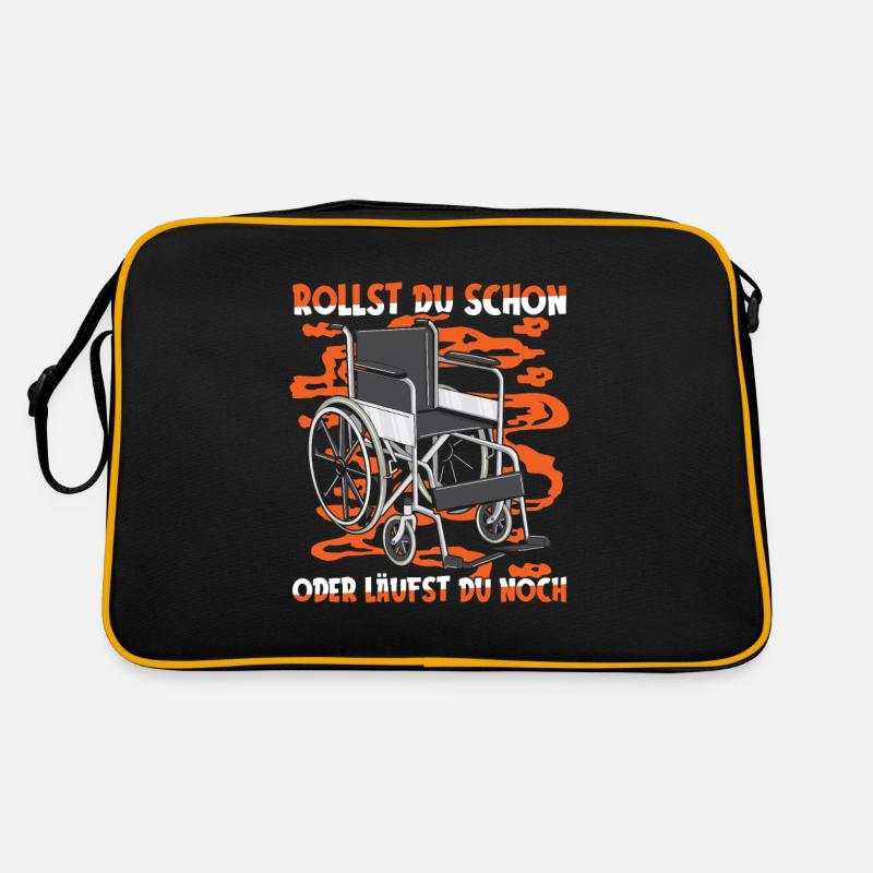 Rollstuhl Rollstuhlfahrer Lustig - Retro Tasche - Schwarz/Gold
