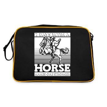 Horse Equestrian Humor Endurance Riding - Retro Bag - black/gold - Back