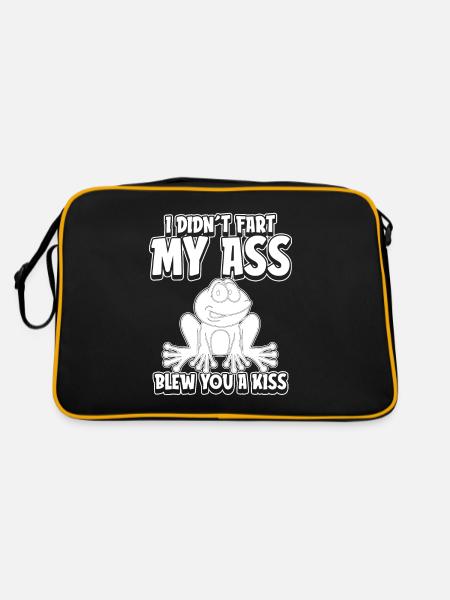 Frosch Kröte Humor - Retro Tasche - Schwarz/Gold - Hinten