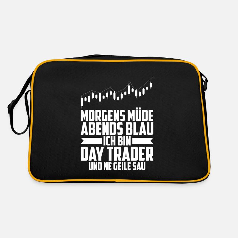 Day Trading Day Trader Morgens Müde Abends Blau Retro Tasche