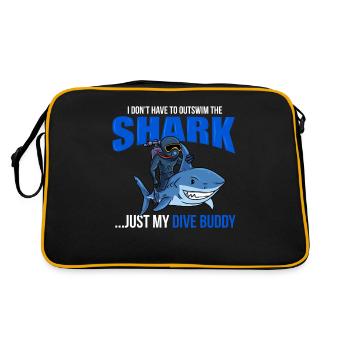Taucher Hai Buddy Scuba Diving Tauchen Tiefsee - Retro Tasche - Schwarz/Gold - Hinten