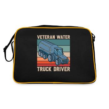 Lkw Fahrer Trucker Lastwagenfahrer Veteran - Retro Tasche - Schwarz/Gold - Hinten