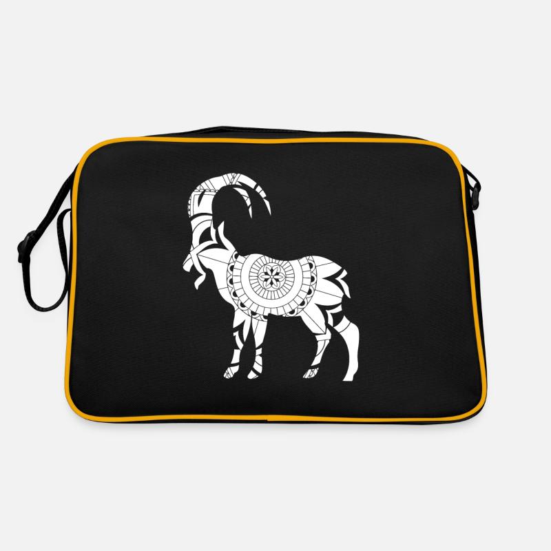 Sternzeichen Steinbock Symbol - Retro Tasche - Schwarz/Gold