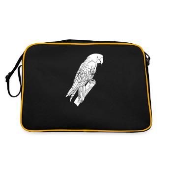 Papagei Zweig - Retro Tasche - Schwarz/Gold - Hinten