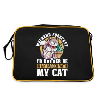 Hobbygärtner Garten Katzenartig Gartenkatze - Retro Tasche - Schwarz/Gold - Hinten