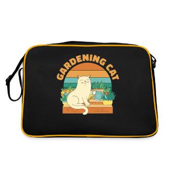 Hobbygärtner Garten Katzenartig Gartenkatze - Retro Tasche - Schwarz/Gold - Hinten