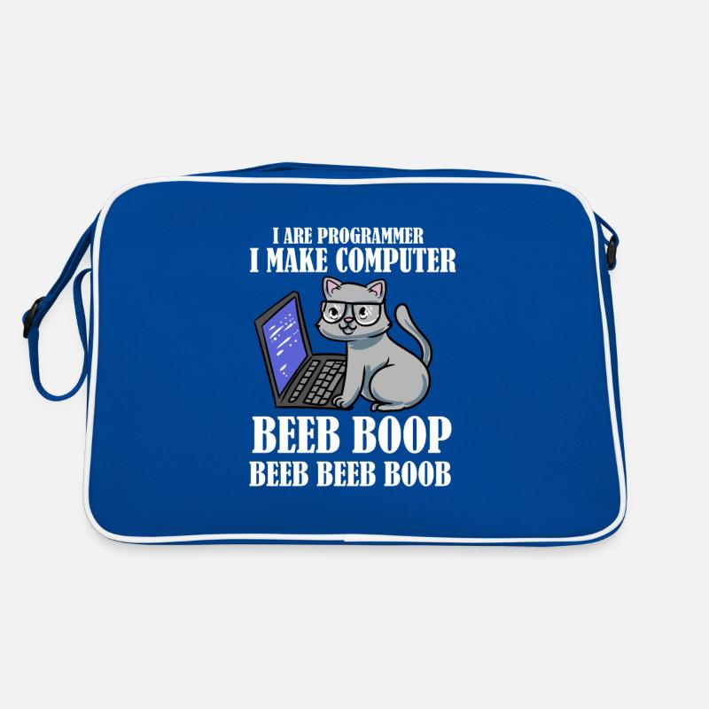 I Are Programmer Beep Boop Informatiker Katze Retro Tasche