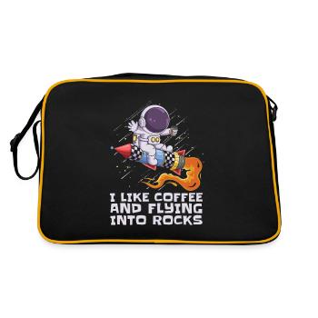 Weltraum Weltall Kaffee Astroid Umleitung - Retro Tasche - Schwarz/Gold - Hinten