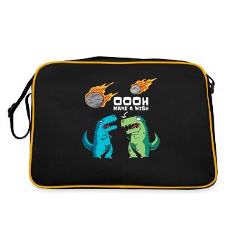 Weltraum Weltall Dinosaurier Astroid Umleitung - Retro Tasche - Schwarz/Gold - Hinten