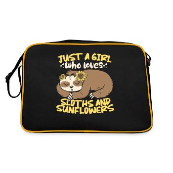 Sloth Cute Sloth Sunflower - Retro Bag - black/gold - Back