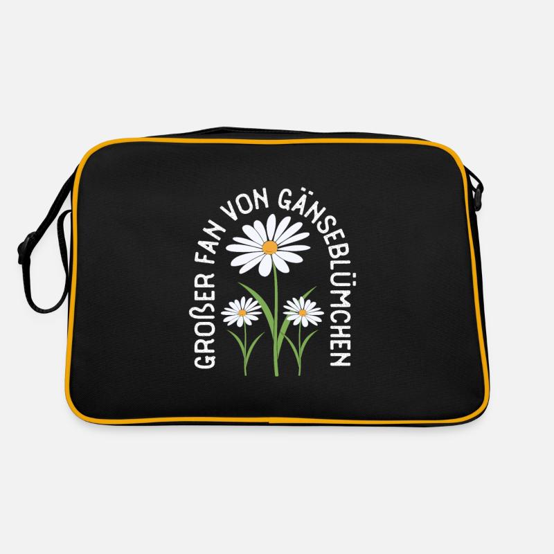 Gänseblume Gänseblümchen - Retro Tasche - Schwarz/Gold