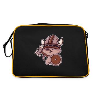 Wikinger Katze Kinder Valhalla Krieger - Retro Tasche - Schwarz/Gold - Hinten