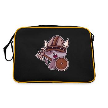 Wikinger Katze Kinder Valhalla Krieger - Retro Tasche - Schwarz/Gold - Hinten