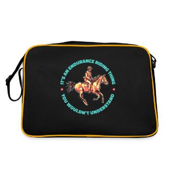 Pferd Reitsport Cool Ausdauerreiten - Retro Tasche - Schwarz/Gold - Hinten