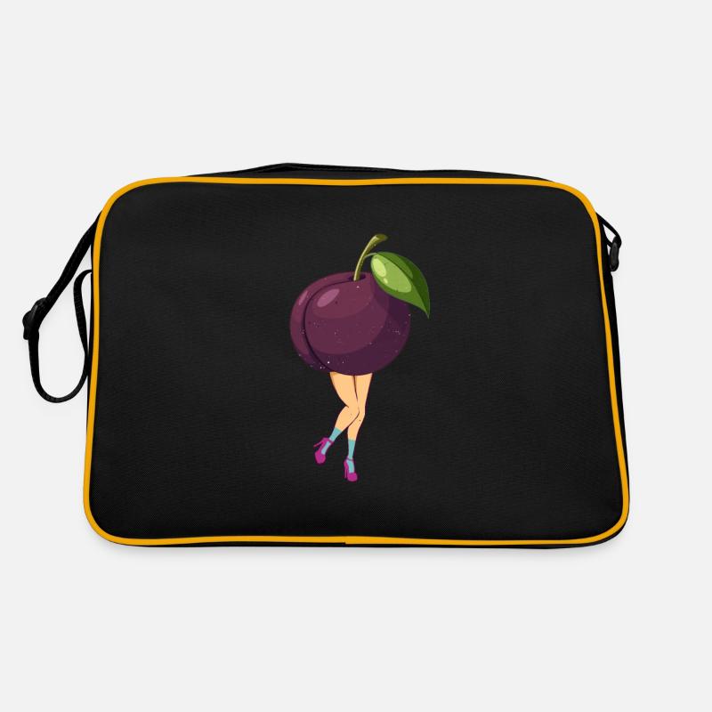 Pflaumen Cool - Retro Tasche - Schwarz/Gold