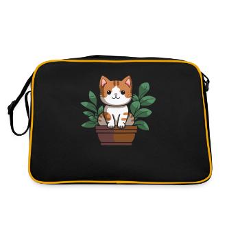 Hobbygärtner Garten Katzenartig Gartenkatze - Retro Tasche - Schwarz/Gold - Hinten