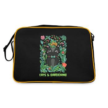 Hobbygärtner Garten Katzenartig Gartenkatze - Retro Tasche - Schwarz/Gold - Hinten