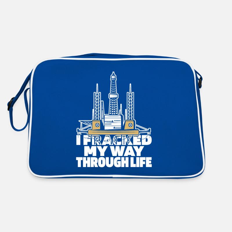 Ölfeld Bohrinsel Humor Fracking Retro Tasche