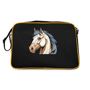 Pferd Reitsport Kopf - Retro Tasche - Schwarz/Gold - Hinten