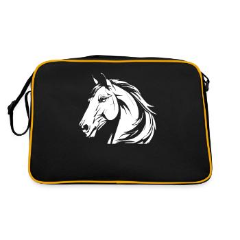 Pferd Reitsport Kopf - Retro Tasche - Schwarz/Gold - Hinten