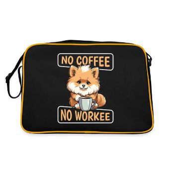 Coffee Cafe Pomeranian Dog No Coffee No Workee - Retro Bag - black/gold - Back