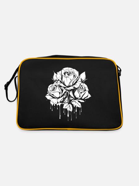 Rote Rose Goth Cool - Retro Tasche - Schwarz/Gold