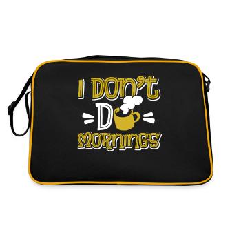 Coffee Cafe Funny I Don't Do Mornings - Retro Bag - black/gold - Back