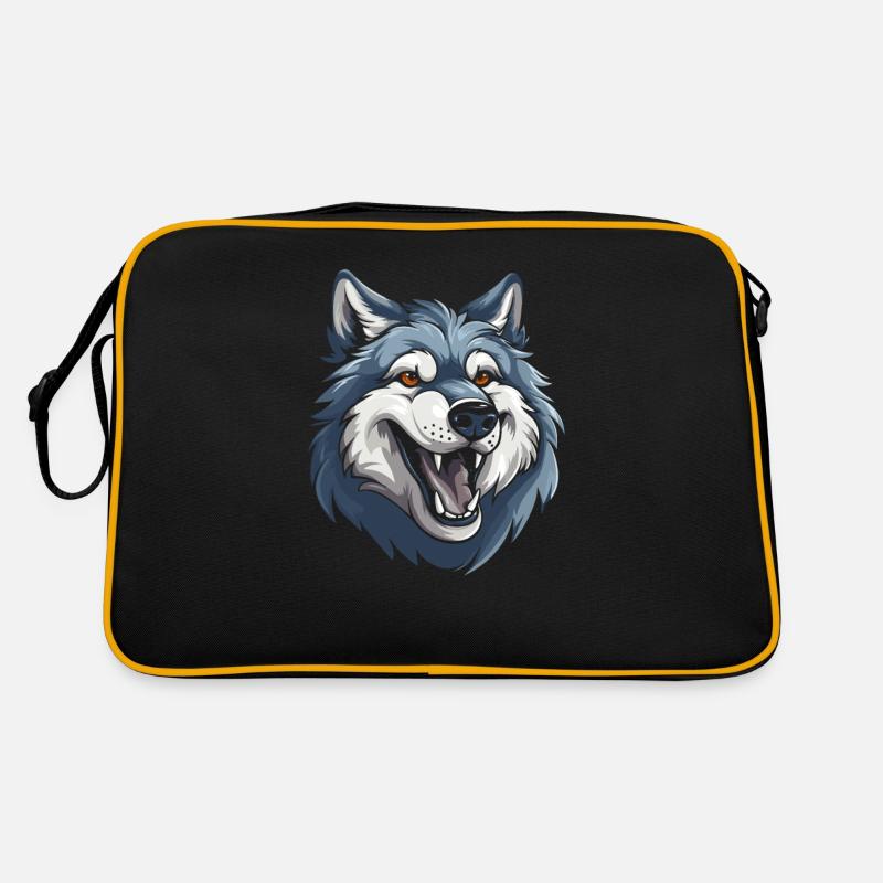 Wolf Smiling - Retro Bag - black/gold