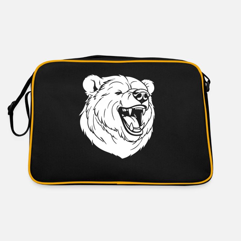 Ours Brun Ours Souriant - Sac Retro - noir/or