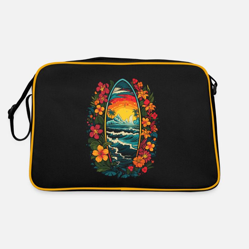 Surfer Surf Fleurs - Sac Retro - noir/or
