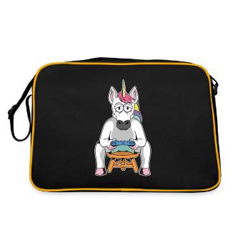 Gamer Gaming Gamer Unicorn - Retro Bag - black/gold - Back